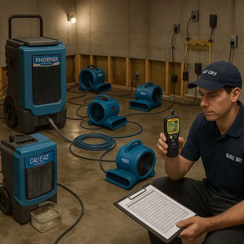 Structural Drying and Dehumidification process in Pittsville, MD